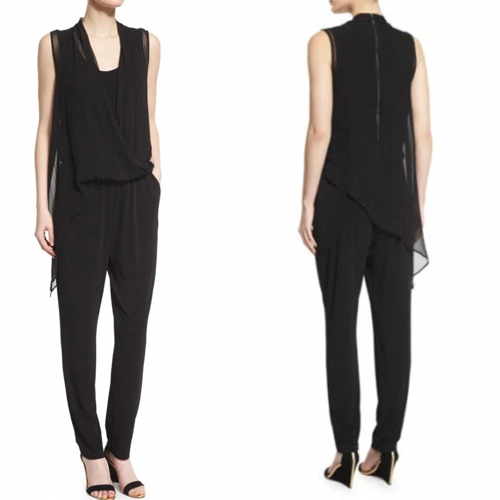 Kobi Halperin Stassi‎ Asymmetric-Drape Jumpsuit Black Size Large